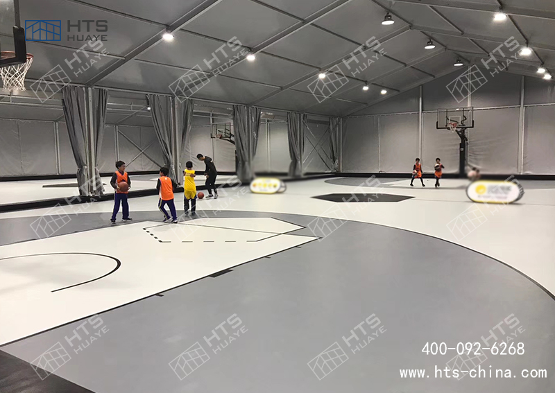 篷房式籃球館配件都是工廠加工完成，現場進行拼接